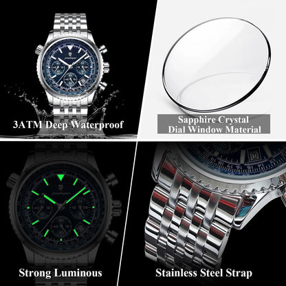 POEDAGAR Fashion Military Men's Watches Waterproof Luminous Date Chronograph Man Watch Stainless Steel Luxury Quartz Male Clock