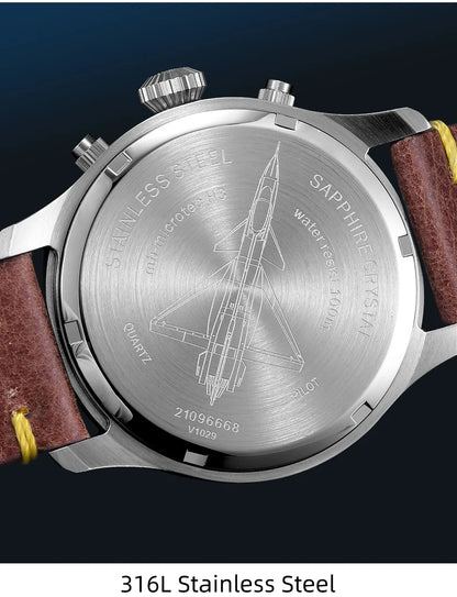YELANG V1029S Men's Quartz Watch 42mm Japan OS10 Movement T100 Luminous 100M Waterproof Sports Military Style Watches Sapphire