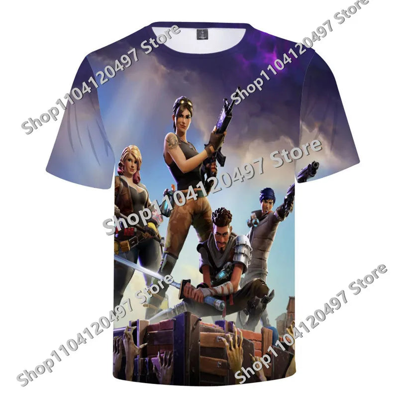 Fortnites Theme Birthday Number T-Shirt Summer Child White Clothes Cartoon Hot Game Short Sleeve Tees Casual Tops Funny Gifts
