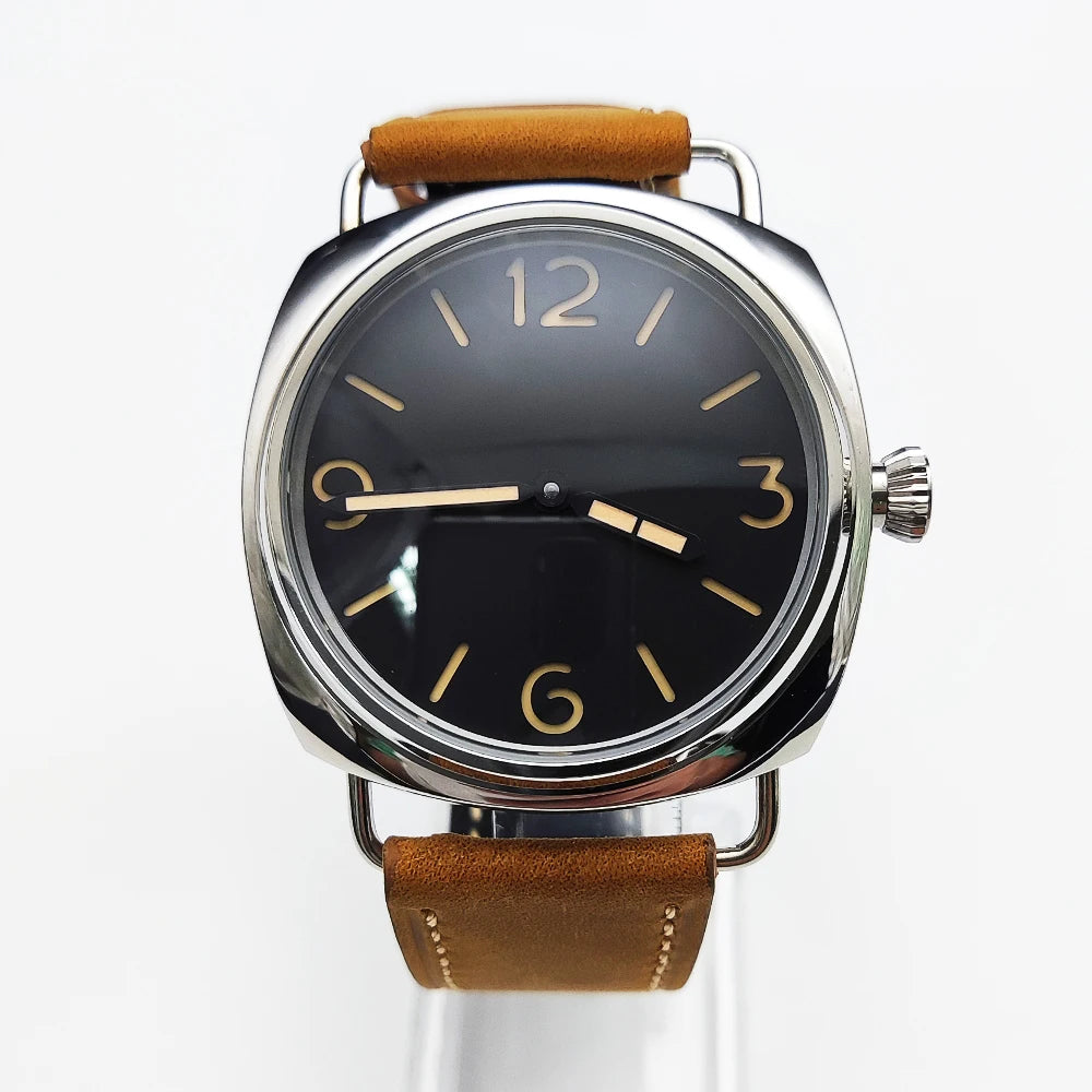 45mm Men's Vintage Pilot ST3600-1 Hand-Wound Mechanical Movement Luminous Sterile Dial Green Strap Men's Watch