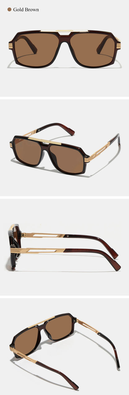Ruiao Double-Bridge Pilot Sunglasses UV400 Fashion Gradient Shades Metal Frame Unisex Sun Glasses for Men And Women Driving