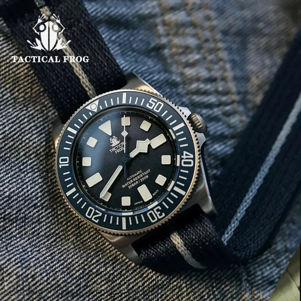 Relógio Mecânico Tactical Frog FXD V4, Movimento Automático NH35, Titânio, para Homem, 200m à Prova de Água, Safira, Luminoso, 42mm