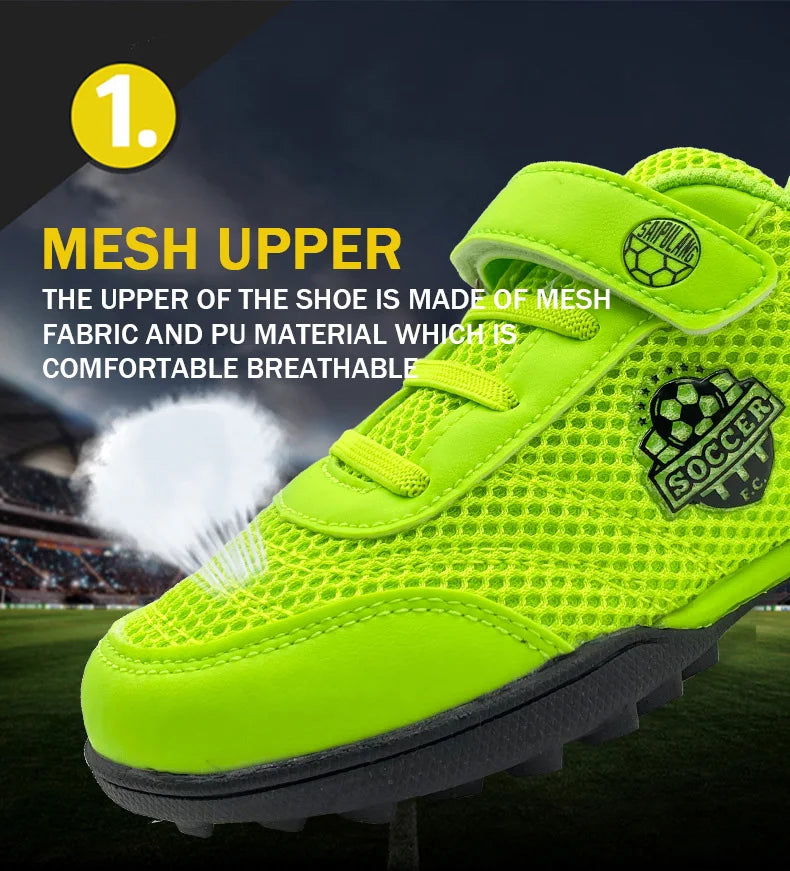Boys' and Girls' TF Children's Football Shoes Hook and Loop Football Boots No Spikes Lacrosse Beginner Cricket Shoes Baseball Shoes
