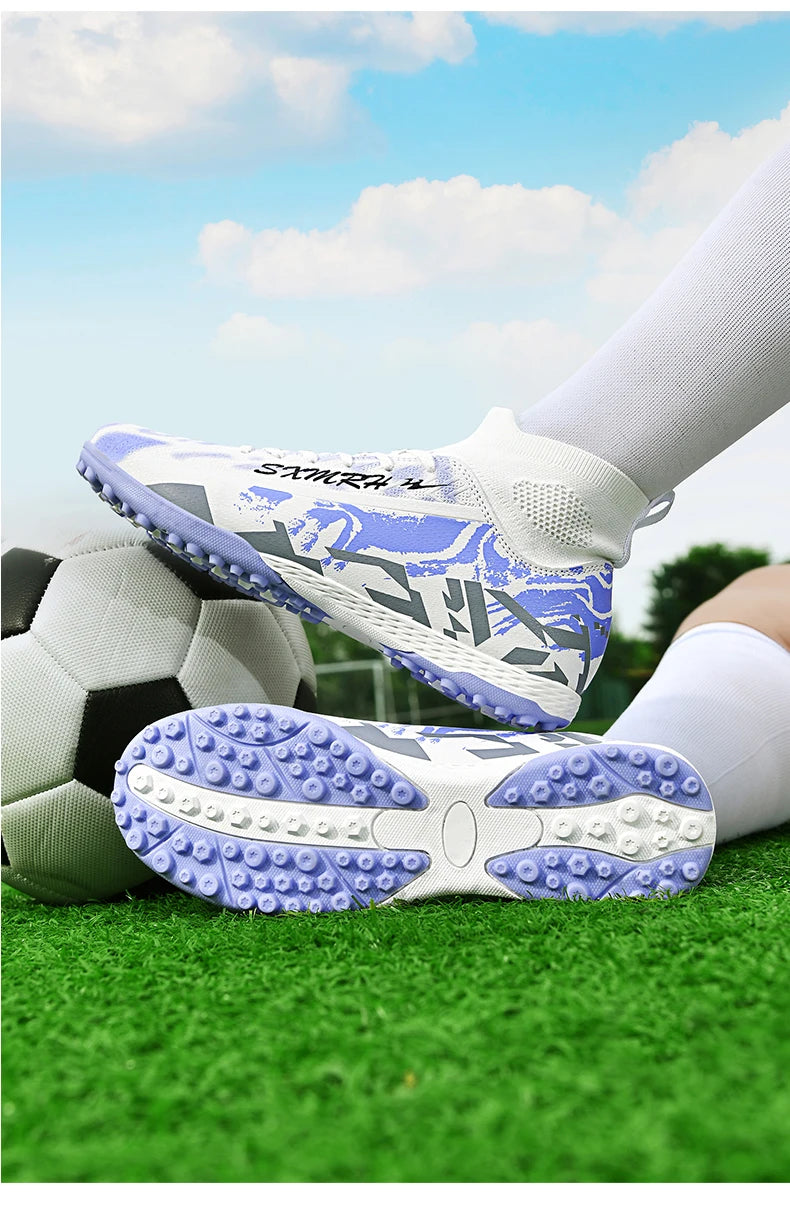 Double Star Men's High-Top TF Turf Football Boots, Youth & Student Edition, Adult & Kids, Professional Match & Training Soccer S