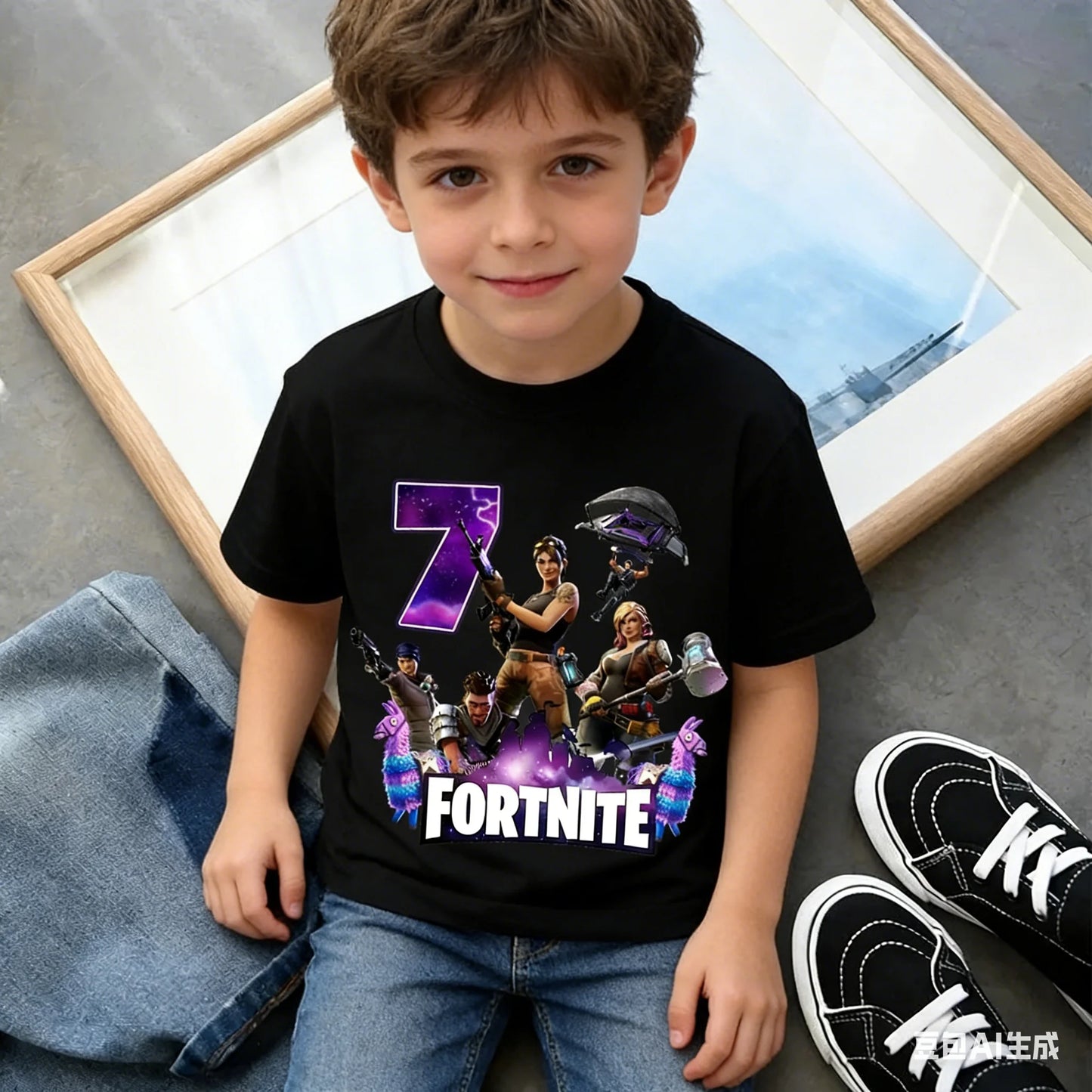 Fortnites Children Birthday Number T Shirt Girls Boys Summer Clothes Baby Cotton Tee Shirts Party Short Sleeve Tops Toddler Gift
