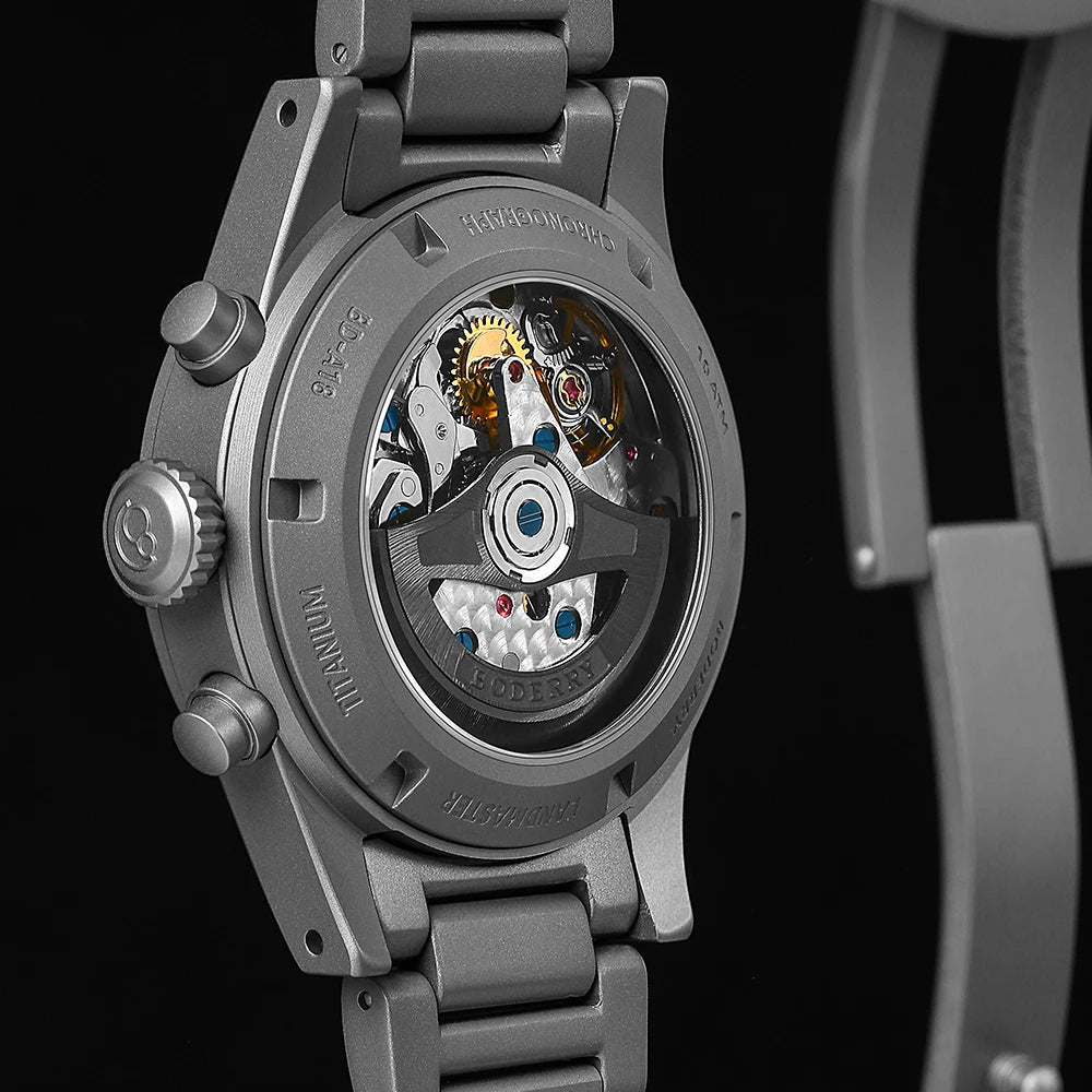 Boderry Chronograph Watch LANDMASTER Titanium Automatic mechanical Field Watches Outdoor Sport Waterproof Dive Wristwatch Men