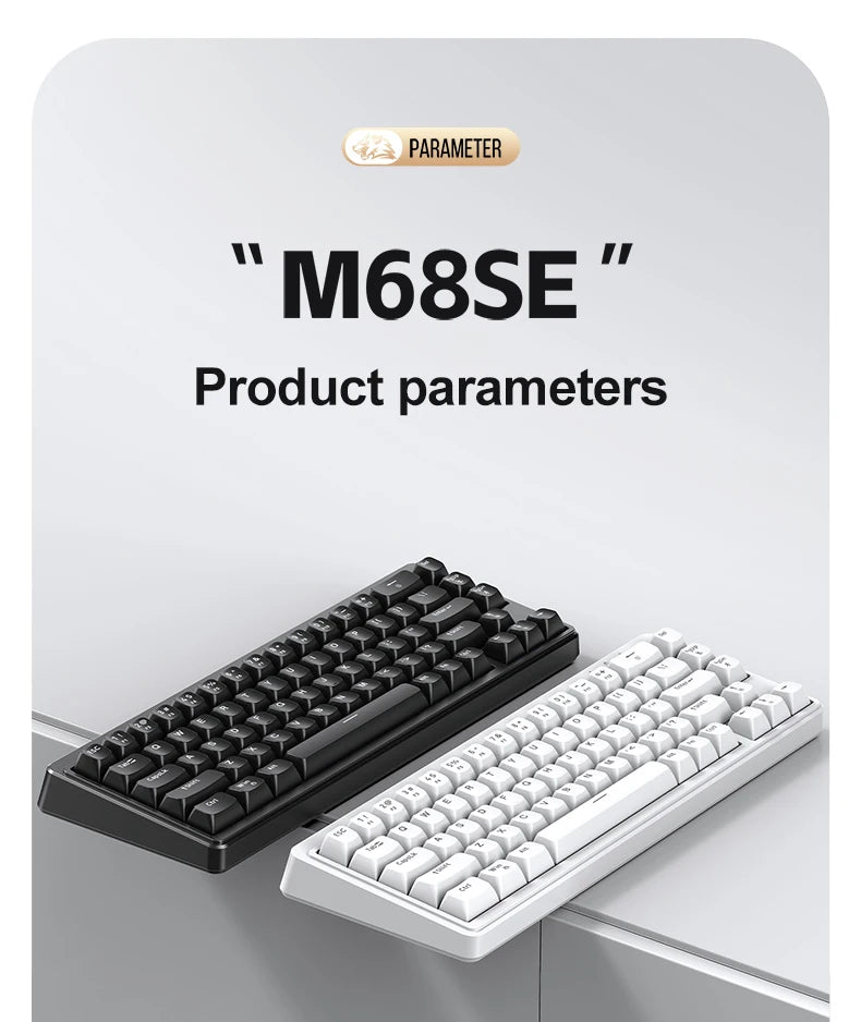 FREEWOLF M68SE Mechanical Feel Keyboard 68 Keys Mini Wired Compact Keyboard Silent for Laptops, Gaming and Office Use