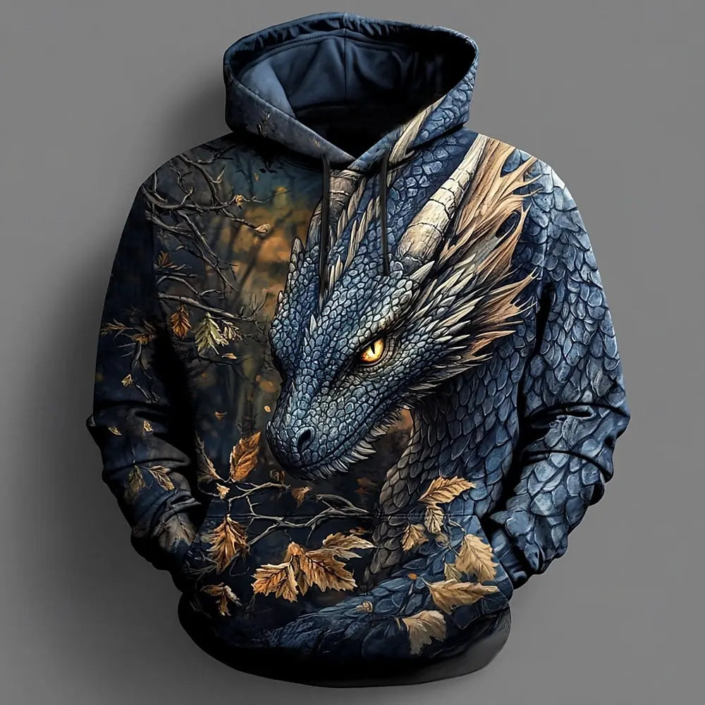 Men's Dragon Graphic 3D Hoodies Sweatshirts Cool Daily Long Sleeve Crew Neck Party Holiday Streetwear Fall Winter Tracksuit Coat
