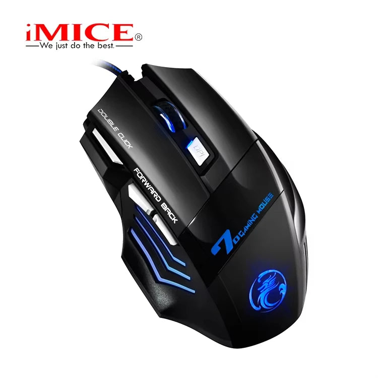 iMICE X7 Ergonomic Wired Gaming Mouse, 3200 DPI USB Gaming Mouse with 7 Programmable Buttons, LED Backlit Computer Gamer Mouse for PC & Laptop
