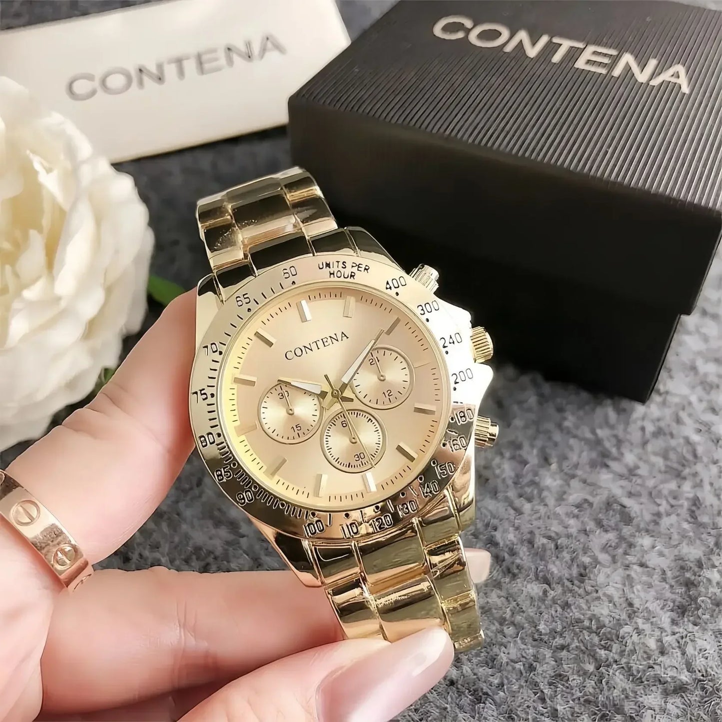 CONTENA Women's Top Brand Quartz Watch Classic Elegant Ladies Watch Luxury Stainless Steel Women Wristwatch Clock montre femme