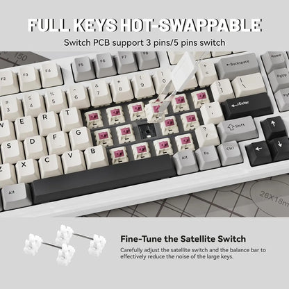ATTACK SHARK X98 RGB Mechanical Gaming Keyboard with 102 Keys, with Numeric Keypad, Wireless & USB-C Wired Tri-Mode, 4000 mAh