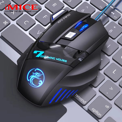 iMICE X7 Ergonomic Wired Gaming Mouse, 3200 DPI USB Gaming Mouse with 7 Programmable Buttons, LED Backlit Computer Gamer Mouse for PC & Laptop