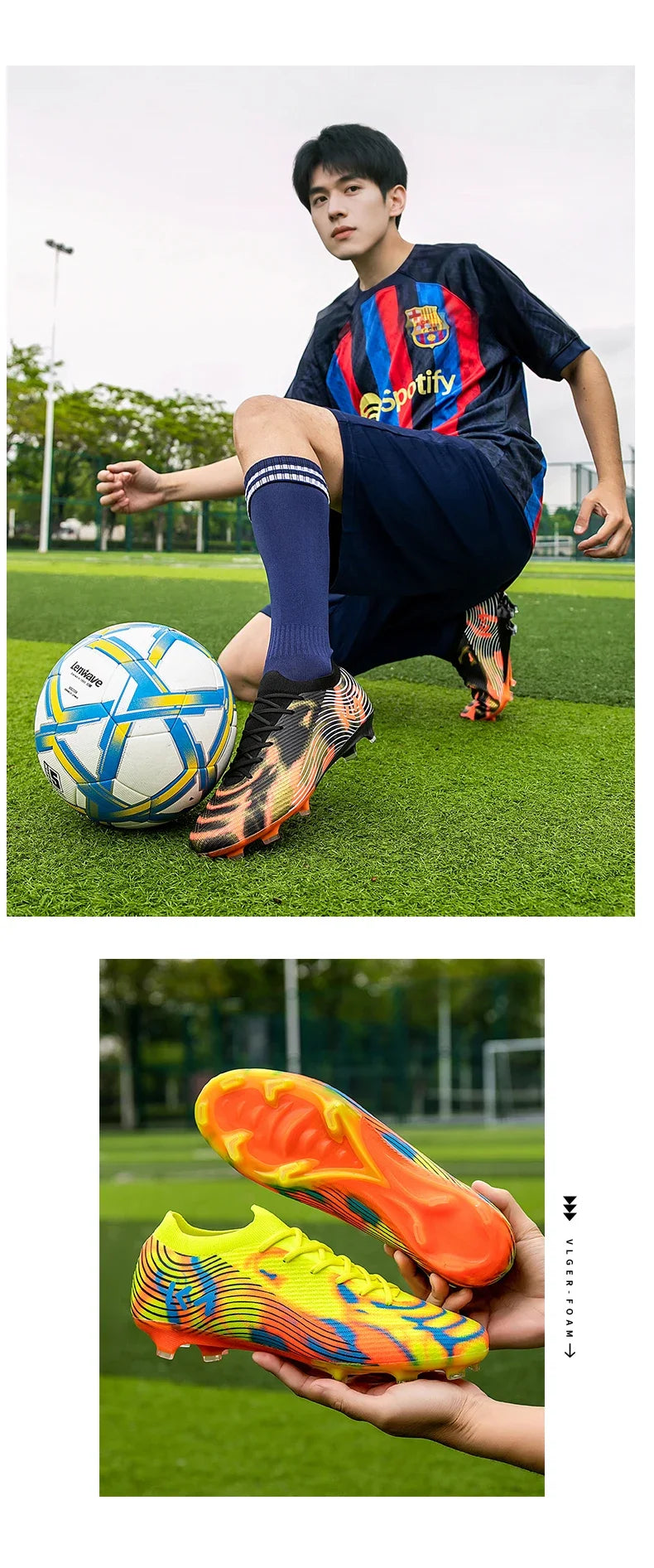 New Men Soccer Shoes Cleats High-quality Football Boots Hot-selling Sneakers Grass Non-Slip Boys Match Outdoor High-top Light