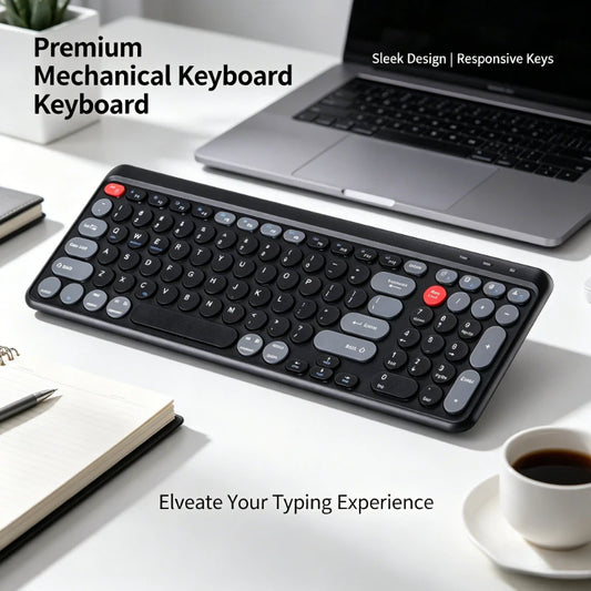 98-Key Ultra-Thin Silent Keyboard with Scissor-Switch, Tri-Mode BT/2.4G/Type-C Connectivity & Ergonomic Design for Typing