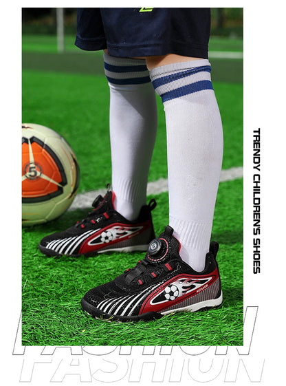 Children's Rotating Buckle Sneaker Students Competition Training Football Shoes Fashionable Lightweight Anti slip Footwear