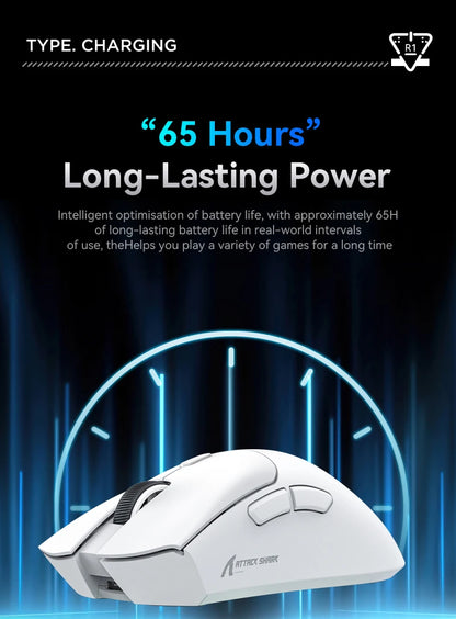 Attack Shark R1/X11 Tri-Mode Wireless Gaming Mouse, 18,000 DPI PAW3311 Bluetooth, 2.4GHz & Wired Lightweight Programmable Gaming Mouse for PC & Laptop
