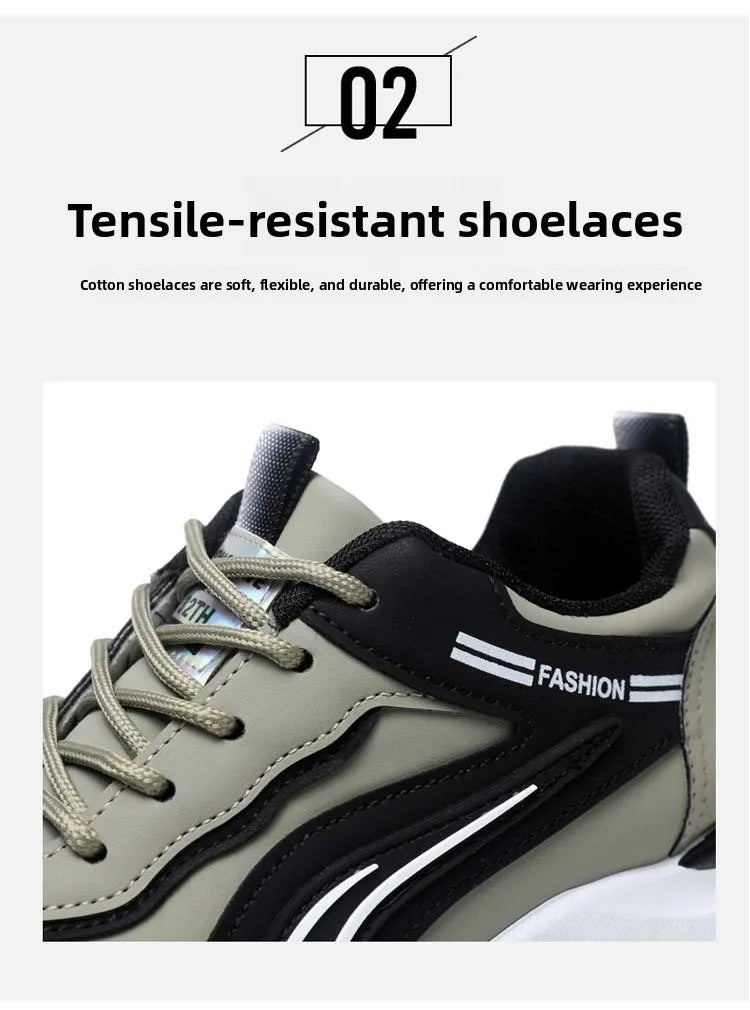 Men's Fashionable Korean Style Lace-Up Casual Running Shoes Comfortable Breathable Thick Bottom Sports Sneakers
