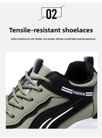 Men's Fashionable Korean Style Lace-Up Casual Running Shoes Comfortable Breathable Thick Bottom Sports Sneakers