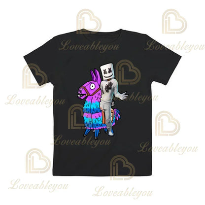 T-shirt Cartoon Fortnite para Rapazes e Raparigas, Battle Royale 3D, 3 a 14 Anos, Victory Royale, Top de Jogo para Criança e Roupa Teen