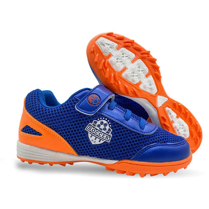 Boys' and Girls' TF Children's Football Shoes Hook and Loop Football Boots No Spikes Lacrosse Beginner Cricket Shoes Baseball Shoes