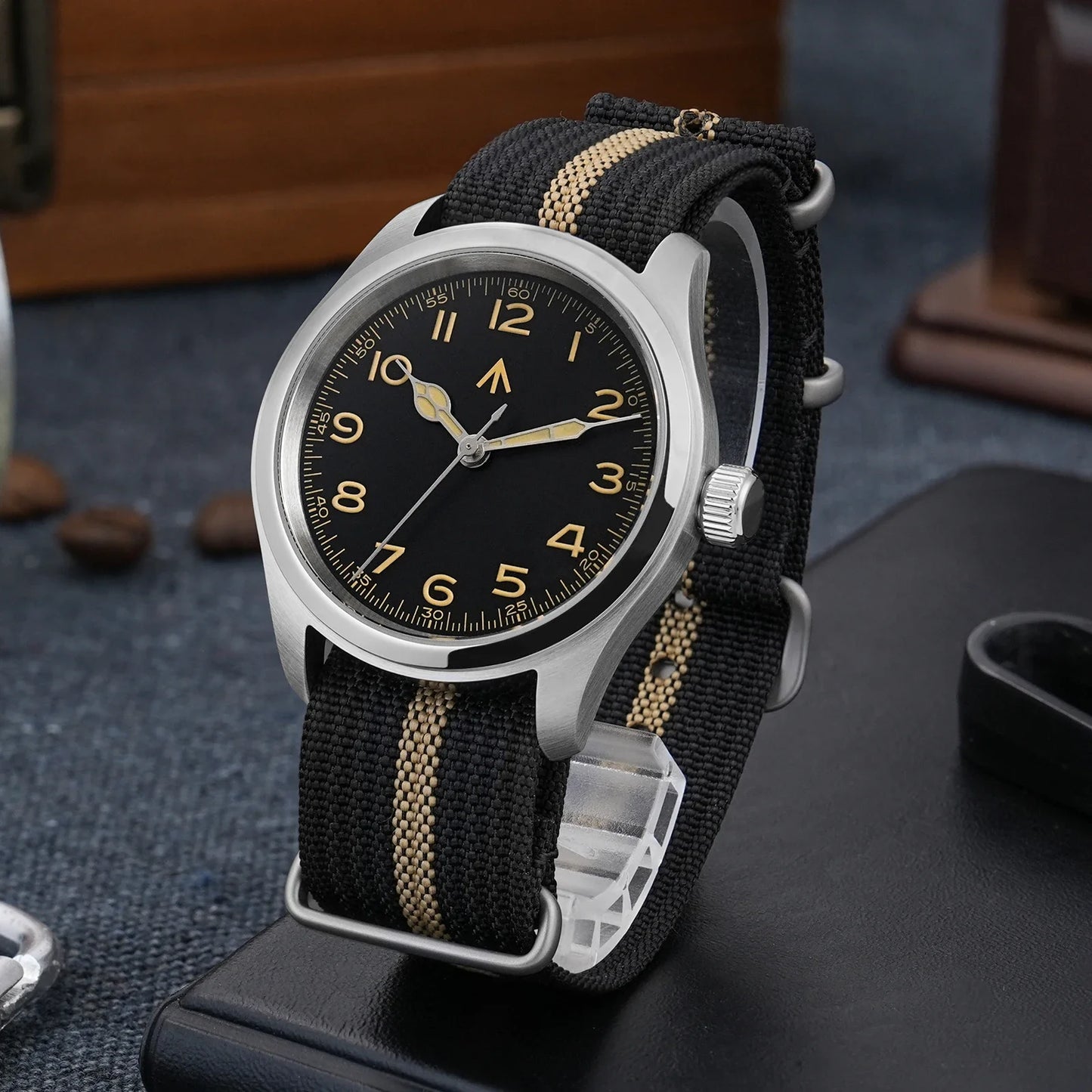 Relógio de Quartzo Vintage Militar Militado ML08 V2 com Movimento VH31, Vidro Duplo de Safira, Luminescência C3 BGW-9, Impermeável, 38mm