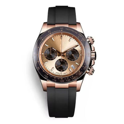 Relógio de Luxo para Homem VK63 com Movimento de Quartzo, Cronógrafo Business, 39mm, Aço/Ouro Rosa, Data, Mostrador Luminescente, Cronógrafo Completo