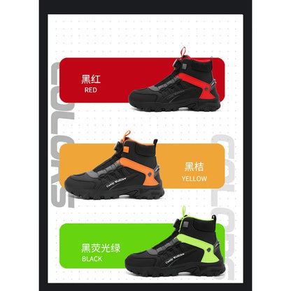 Casual Leather Motorcycle Riding Boots for Men Off-Road Motocross Shoes Breathable Wear Resistant