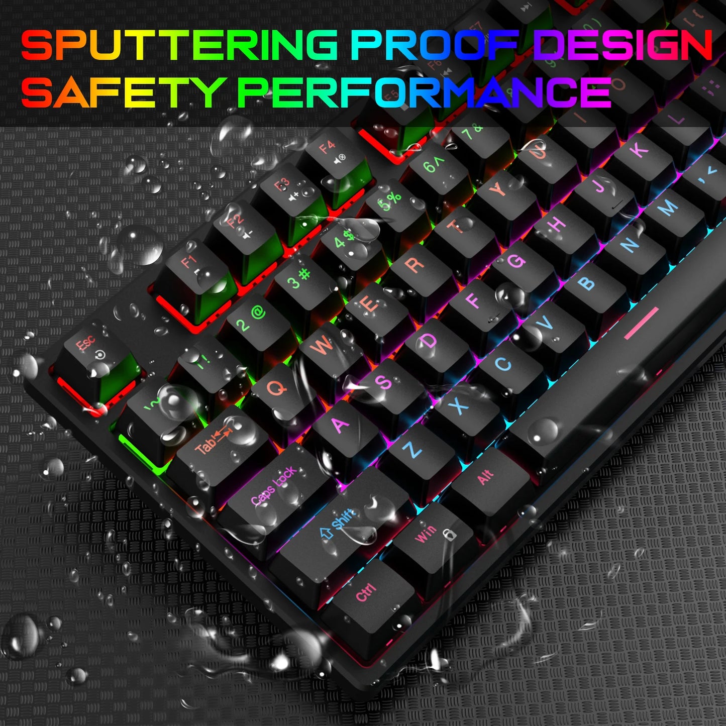 KEBIDUMEI RGB Mechanical Keyboard USB Wired Gaming Keyboard 104 Keys Hot Swappable Ergonomic Keyboard Computer Accessories For PC