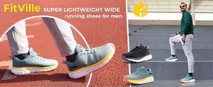 FitVille Wide Toe Box Shoes for Men Cushioned Well Extra Wide Width Shoes Non Slip Wide Lightweight Breathable Running Shoes