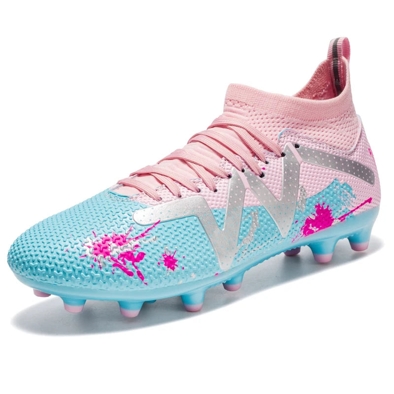 AG/FG Long Studs Soccer Shoes，PU Fabric Mixed Upper，TPU Sole Wear Resistant Anti Slip，Men Women Kids Youth Outdoor Sports