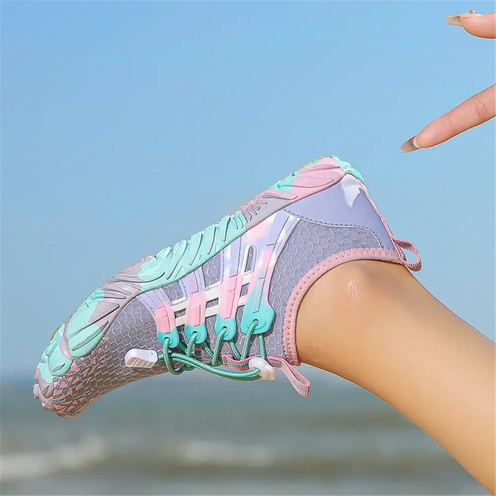 Men Women Water shoes Upstream Wading Swimming Barefoot Five Fingers Aqua Shoes Colorful Beach Seaside Light Unisex Sneakers New