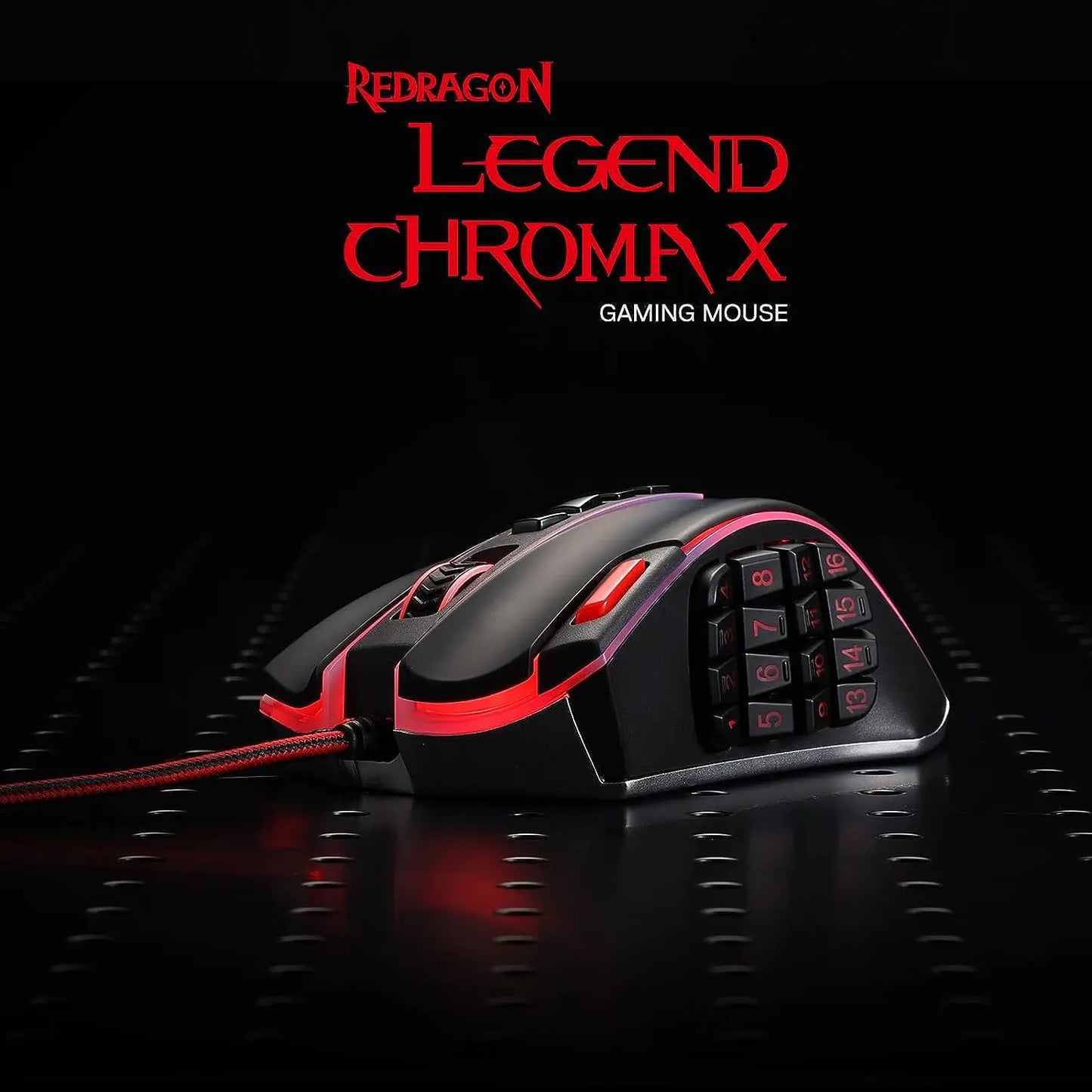 Rato Gaming MMO Redragon M990, 32000 DPI, rato gamer RGB com fios de alta precisão c/23 botões programáveis, 16 teclas macro laterais