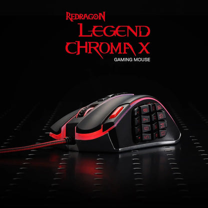 Rato Gaming MMO Redragon M990, 32000 DPI, rato gamer RGB com fios de alta precisão c/23 botões programáveis, 16 teclas macro laterais