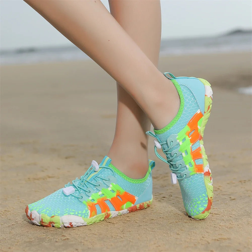 Men Women Water shoes Upstream Wading Swimming Barefoot Five Fingers Aqua Shoes Colorful Beach Seaside Light Unisex Sneakers New