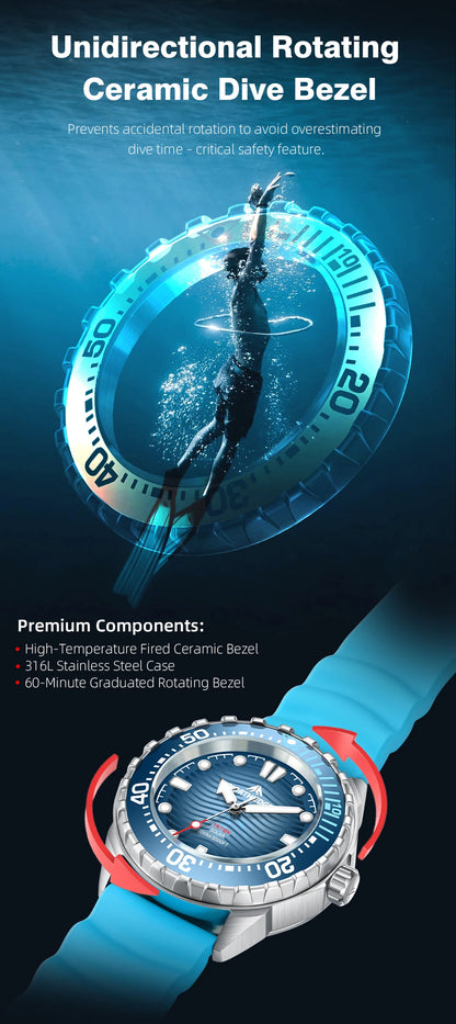 NORTH EDGE New TRITON Solar Powered Diving Watch for Man Luxury Quartz Wristwatches 316L Stainless Steel Case Waterproof 300M
