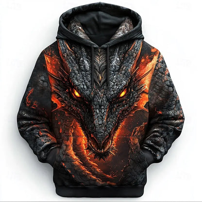 Men's Dragon Graphic 3D Hoodies Sweatshirts Cool Daily Long Sleeve Crew Neck Party Holiday Streetwear Fall Winter Tracksuit Coat