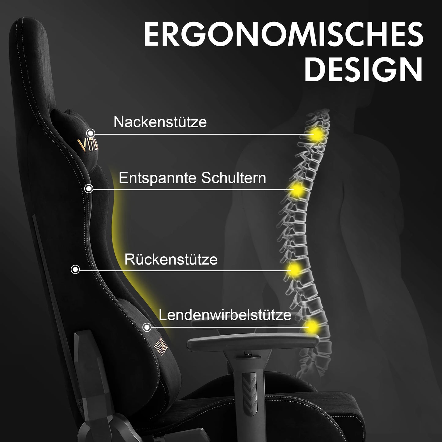 Brand Gaming Chair Breathable Ergonomic Office Chair Lumbar Support Height Adjustable Faux Suede Recliner with Footrest Headrest