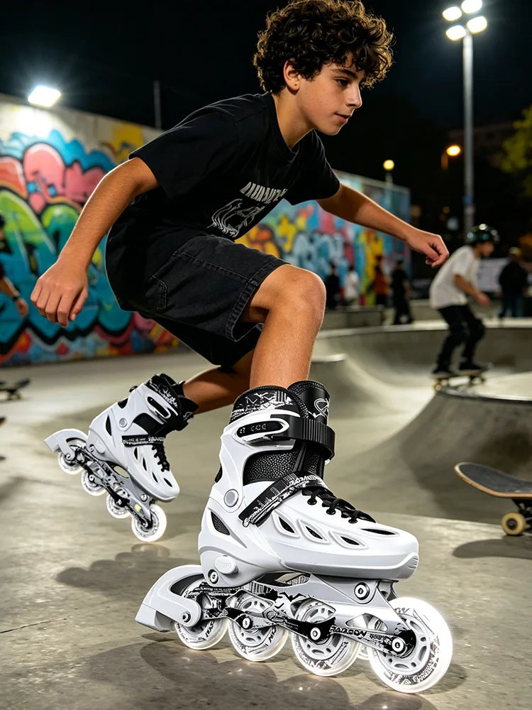 Inline Skates boy black Adjustable Size pink girl Children Sports Rollerblades High Speed new LED Light Up Professional