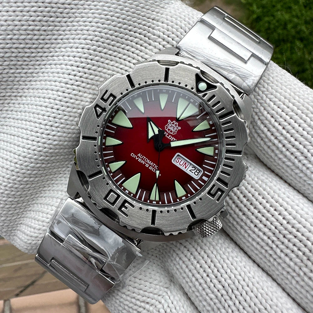 STEELDIVE SD1984 Monster Steel Strap Mechanical Watch NH36 Movt Sapphire Crystal 200M Waterproof Swiss Super Luminous Wristwatch