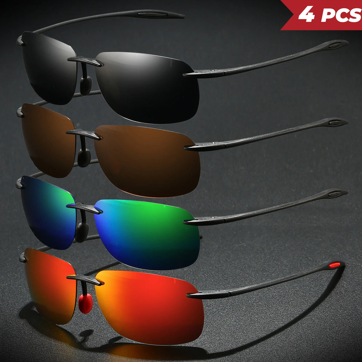 4PCS Ultra Light 11g TR90 Frameless Polarized Aviator Sunglasses - Flexible & Comfort Fit Unisex for Driving, Fishing, Outdoor