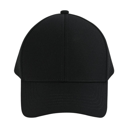 Casquette de baseball pour homme VOBOOM à séchage rapide, en maille découpée au laser, à visière incurvée et fermeture à pression, pour le sport en plein air, la course à pied et les voyages, couleur noire