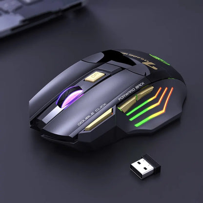 Rato Gaming Sem Fios USB IMICE GW-X7 3200DPI Modo Duplo Recarregável 7 Teclas 2.4Ghz Rato Silencioso Bluetooth LED Respirante de 7 Cores