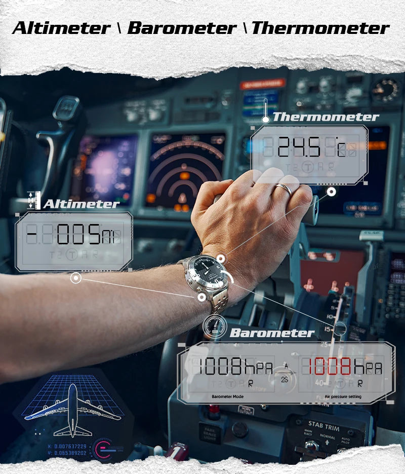 Relógio digital desportivo NORTH EDGE para homem, relógio de luxo empresarial para homem, impermeável 50M, altímetro, barómetro, bússola e mostrador luminoso