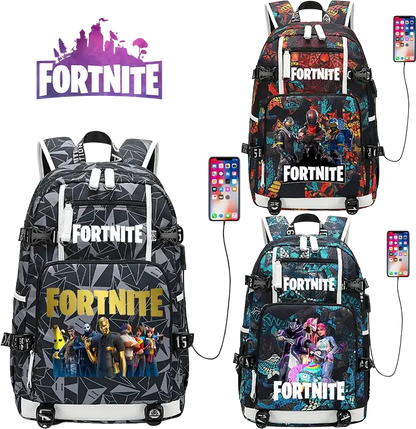 Fortnite-Print-Schülerrucksack für Jungen und Mädchen, Schulrucksack mit großem Fassungsvermögen, wasserdicht, leicht und strapazierfähig, Geburtstagsgeschenk