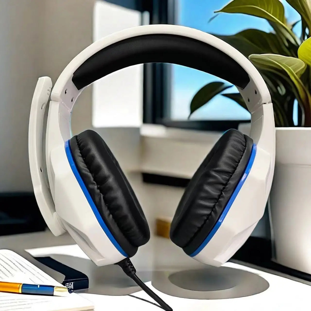 H4 Wired Gaming Headphones with Microphone, PS4 Computer Headset, Music Headphones with 3.5mm Jack, Online Course & Conference Audio Headphones