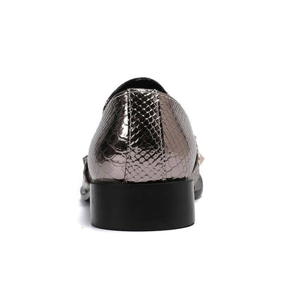 Men Luxury White Gold Metal Toe Oxford Elegant Loafers Slip On Dress Shoes Formal Wedding Party PU Leather Shoes Size 38-46