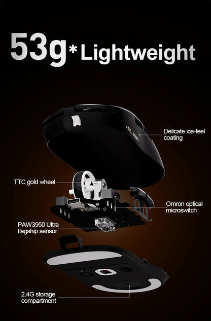 ATK Dragonfly A9 Ultra Wireless Gaming Mouse PAW3950, Tri-Mode 8K Gaming Mouse, Ultra-Lightweight Ergonomic Esports Mouse for FPS Gaming