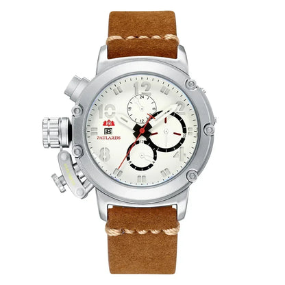 Automatic Watches for Men Mechanical Self Wind Genuine Leather Multifunction Date Boat Month Gold Bronze U Reloj Hombre Baratos