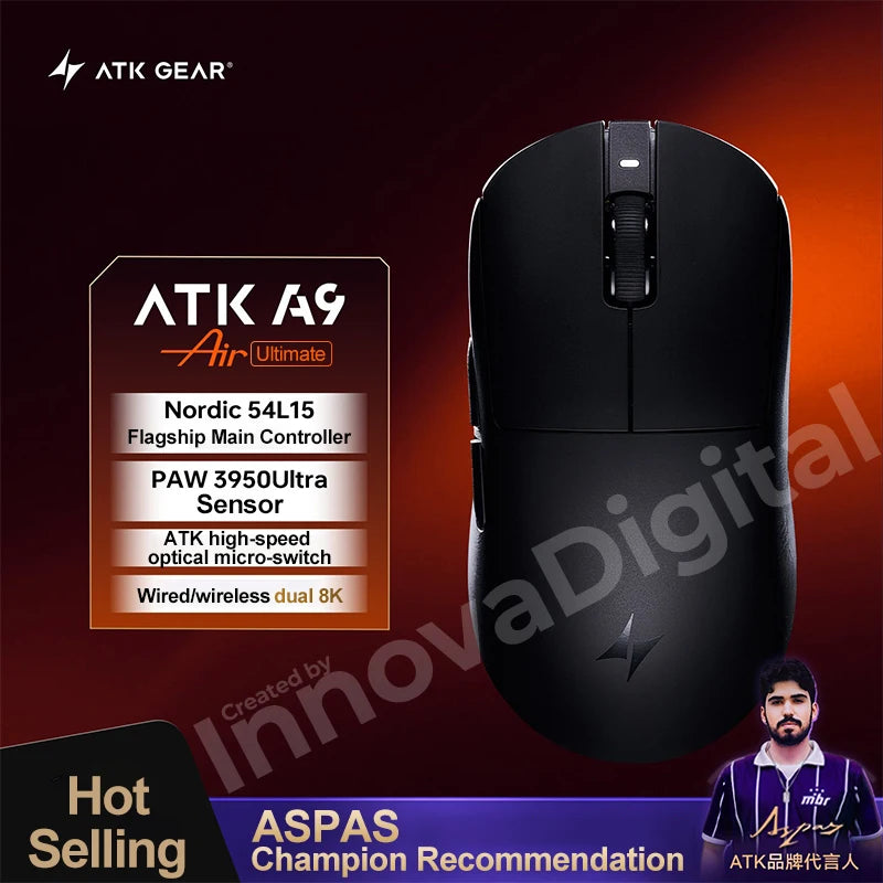 ATK Dragonfly A9 Ultimate bezdrátová herní myš A9 Air PAW3950 ultralehká ergonomická e-sportovní myš pro hráče FPS CSGO A9 Ultra