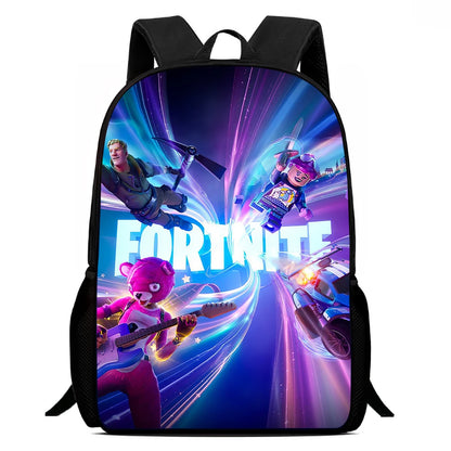 Mochila Escolar Fortnite de 15 Polegadas com Desenho Animado para Crianças, Meninos e Meninas, Mochila Leve com Estampado de Jogo, Grande, Adequada para Idades dos 5 aos 8 Anos